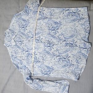 Lansky Linen white and blue paisley dress shirt large